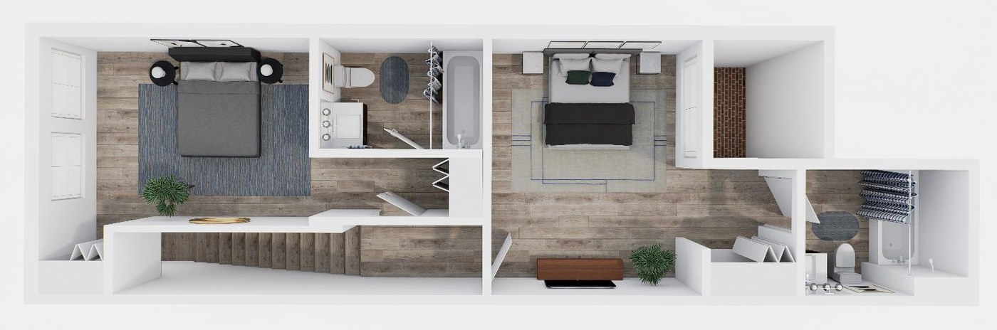 Two Bedroom Townhome Upper Level floor plan