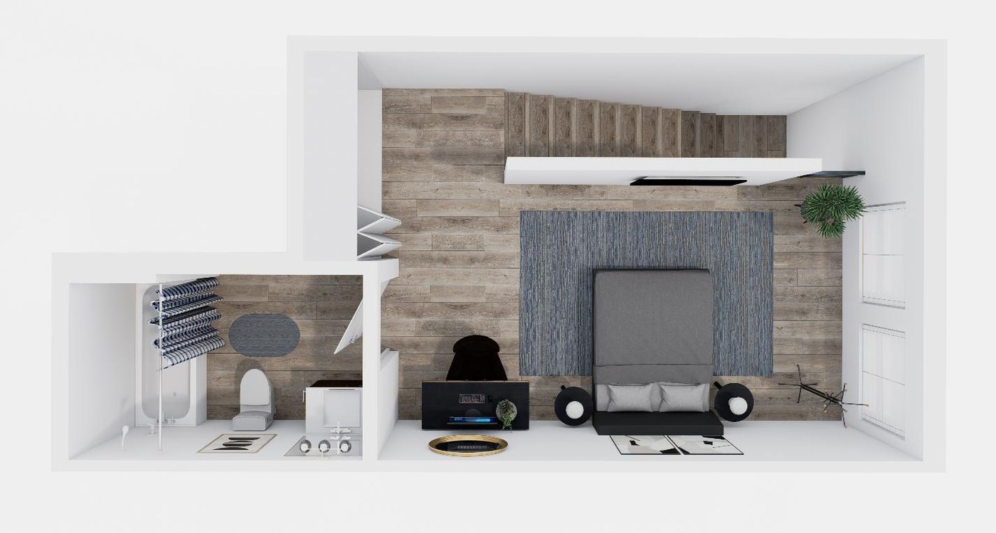 One Bedroom Townhome Upper Level floor plan