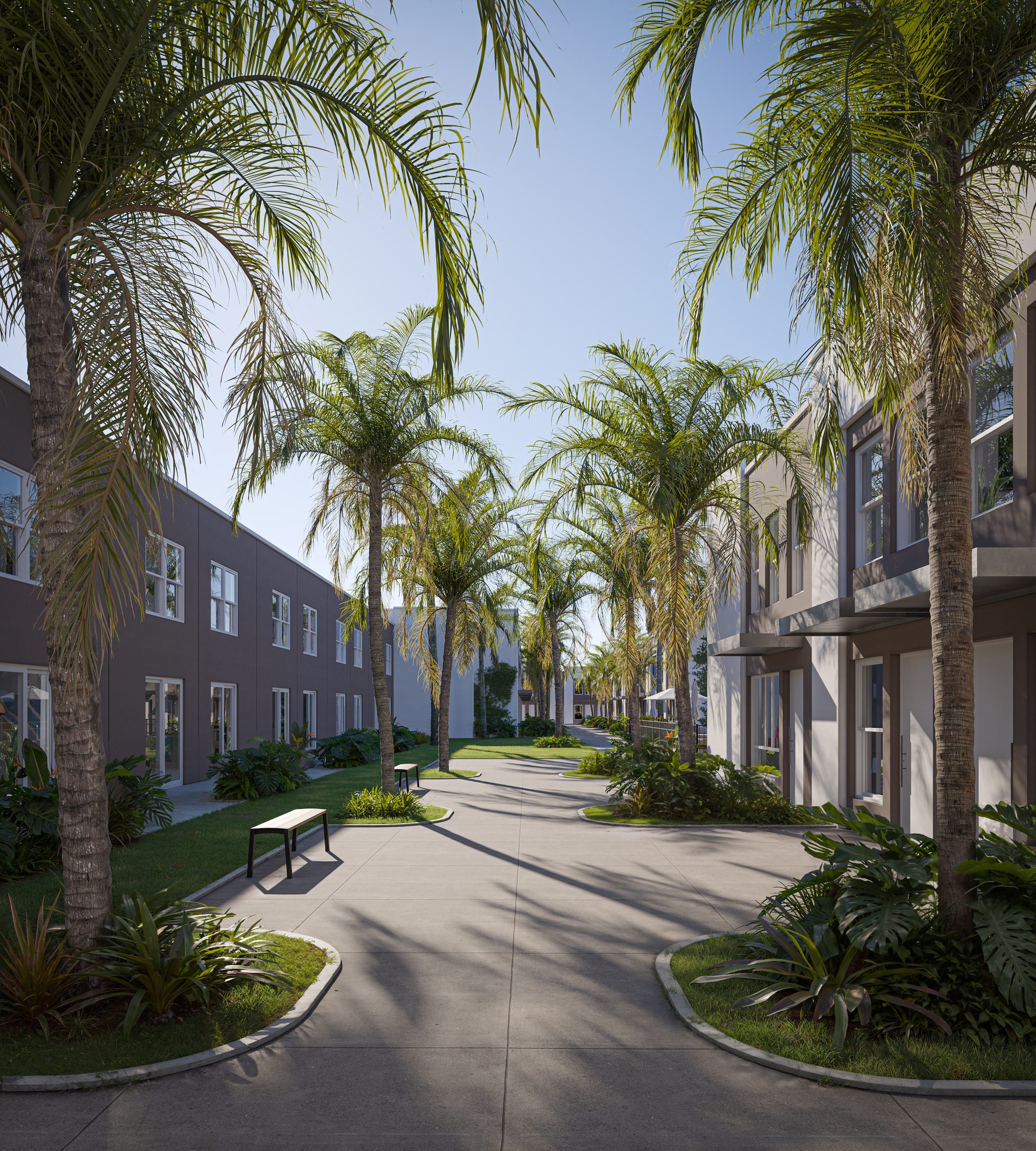 Landscaped courtyard at The Enclave at Reedy Creek